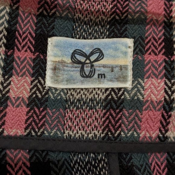 TNA Plaid shrug jacket, size medium (M), blue/green, pink, tan, short sleeves - Picture 7 of 9